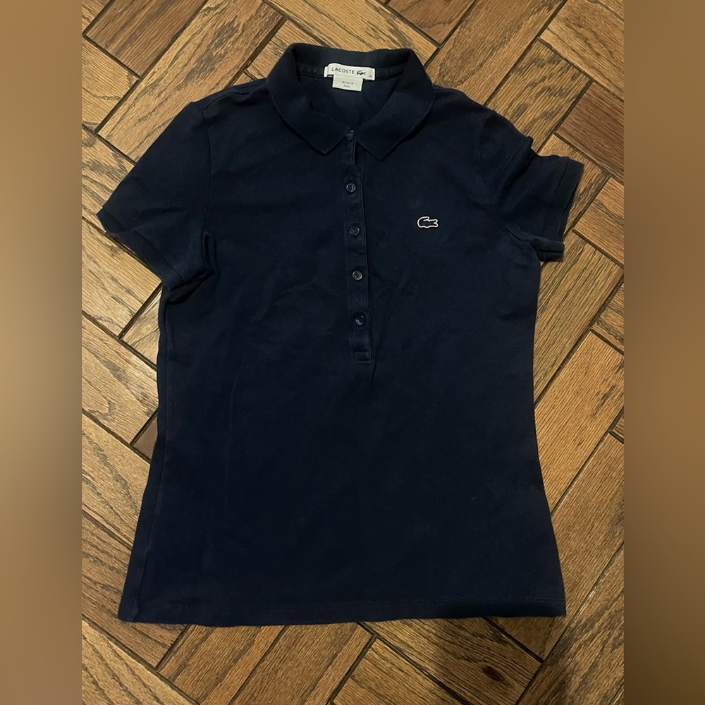 Lacoste Women's Navy Short Sleeve Polo size S
